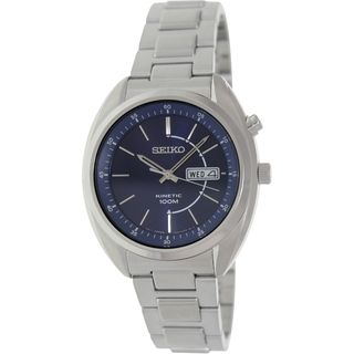 Seiko Men's Kinetic SMY121 Silver Stainless Steel Quartz Watch with Blue Dial Seiko Men's Seiko Watches