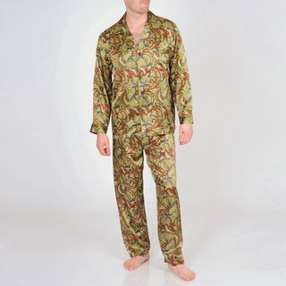 Majestic Sterling Men's Printed Silk Pajama Set Sterling Pajamas