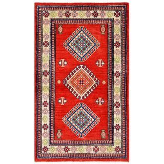 Afghan Hand knotted Kazak Red/ Ivory Wool Rug (2'11 x 4'10) Accent Rugs