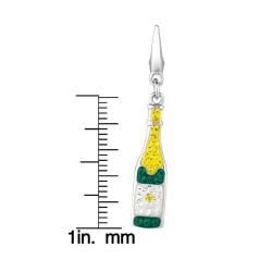 Sterling Silver Crystal Champagne Bottle Charm Silver Charms