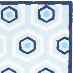 Handmade Children's Hexagon Light Blue Wool Rug (2'3 x 8') Safavieh Runner Rugs