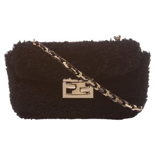 Fendi 'Be' Black Textured Mini Baguette Bag Fendi Designer Handbags