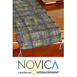 Handcrafted Hemp 'Indigo Chiang Mai' Batik Table Runner (Thailand) Novica Table Runners