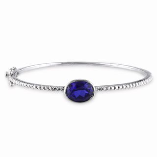 Miadora Sterling Silver Created Blue Sapphire Bangle Miadora Gemstone Bracelets