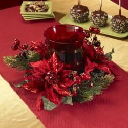 Poinsettia and Berry Candelabrum Silk Plant Nearly Natural Silk Plants