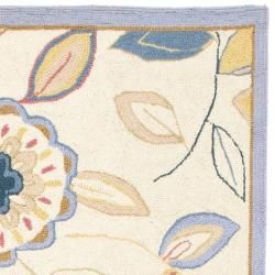 Hand hooked Chelsea Floral Garden Ivory/ Blue Wool Rug (2'6 x 8') Safavieh Runner Rugs