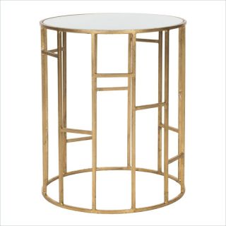 Safavieh Doreen Iron and Glass Accent Table in Gold and White   FOX2533B
