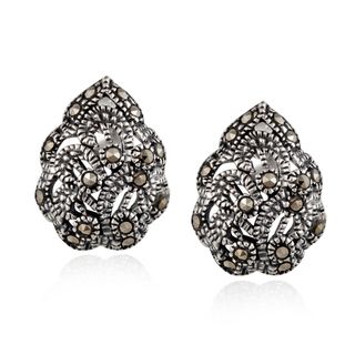 Glitzy Rocks Sterling Silver Marcasite Floral Filigree Stud Earrings Glitzy Rocks Gemstone Earrings