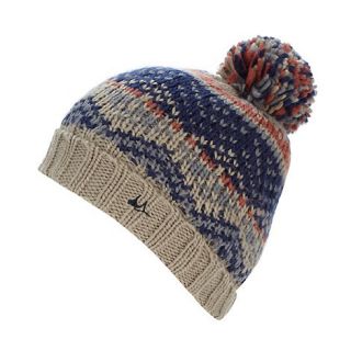 Mantaray Light brown fairisle knit beanie hat