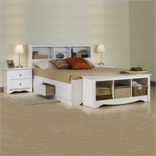 Prepac Monterey White Double Wood Platform Storage Bed 3 Piece Bedroom Set   WBD 5600 PKG