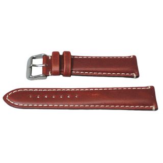 Hadley Roma Oil Tanned Genuine Leather Chestnut Watch Strap With Contrast Stitching Watch Bands