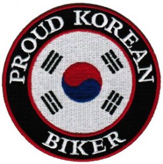 Proud Korean Biker Embroidered Patch South Korea Flag Iron On Motorcycle Emblem Clothing