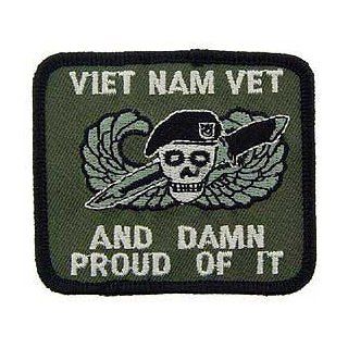 US Military Embroidered Iron on Patch   Vietnam War Collection   "Vet and Damn Proud of it" Applique Clothing