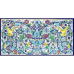 Mosaic 'Floral Birds' 50 tile Ceramic Wall Mural Arts Exotiques Wall Tiles
