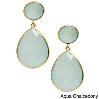 Saachi 18k Gold Clad Faceted Double Drop Gemstone Earrings (India) Saachi Earrings
