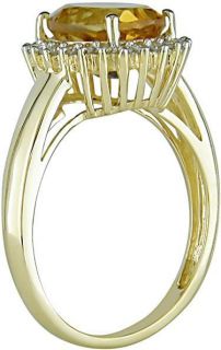 10k Yellow Gold Citrine and 1/5ct TDW Diamond Ring Gemstone Rings