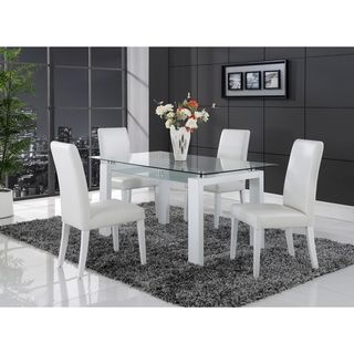 White Solid Wood Glass top Dining Table Dining Tables