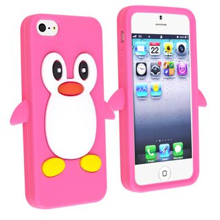 BasAcc Hot Pink Penguin Silicone Skin Case for Apple iPhone 5 BasAcc Cases & Holders