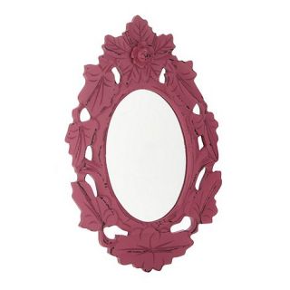 Wood pink oval mirror