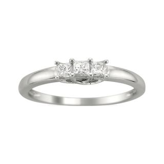 14k White Gold 1/4ct TDW Three Stone Princess Cut Diamond Ring (H I, I1) Engagement Rings