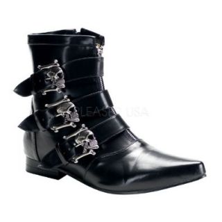 Previously Sold but brand new, 1" Heel, Blk Winklepicker Beatle boot w/ Skull Buckles Size 10 Shoes
