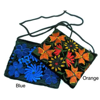 Handcrafted Floral Velvet Long Strap Makeup Bag (Guatemala) Global Crafts Cosmetic Storage & Mirrors
