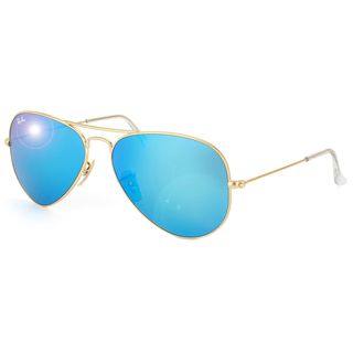 Ray Ban 'RB3025' Unisex Matte Gold/ Blue Metal Aviator Sunglasses Ray Ban Fashion Sunglasses