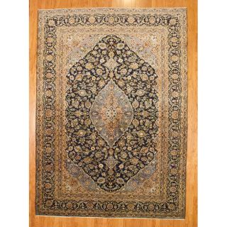 Persian Hand knotted Navy/Light Blue Mashad Wool Rug (9'5 x 13'1) 7x9   10x14 Rugs