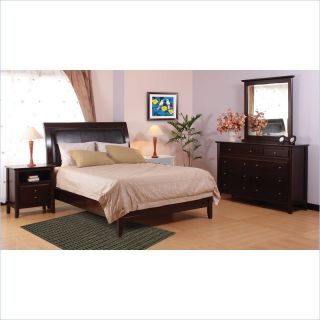Modus City II Leatherette Low Profile Sleigh Bed in Coco 4 Piece Bedroom Set   1X50L 4PKG