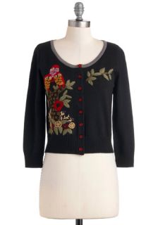 Knitted Dove Watchful Wisdom Cardigan  Mod Retro Vintage Sweaters