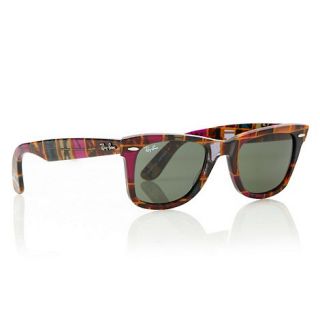 Ray Ban Brown grid patterned D frame sunglasses