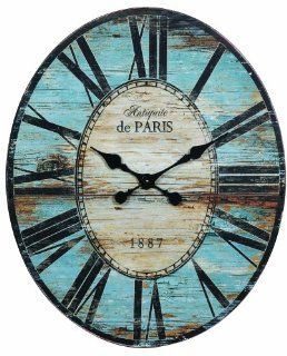 Creative Co op Antiquite De Paris Wood Oval Wall Clock, 29.5 by 24 1/4 Inch   Wall Clocks Large