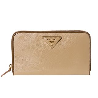 Prada 'Vernic' Caramel Saffiano Leather Zip around Wallet Prada Designer Wallets