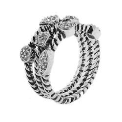 Sterling Silver 1/6ct TDW Diamond 3 band Cable Ring (H I, I2 I3) Moise Diamond Rings