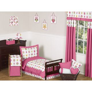 Sweet JoJo Designs Pink Happy Owl 5 piece Toddler Bedding Set Sweet Jojo Designs Kids' Comforter Sets