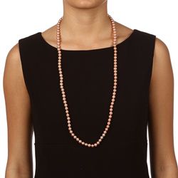 DaVonna Pink FW Pearl 48 inch Endless Necklace (7.5 8 mm) DaVonna Pearl Necklaces