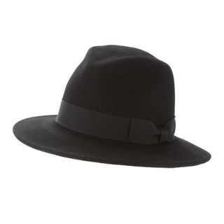 Osborne Black wide rim thick bow trim trilby hat
