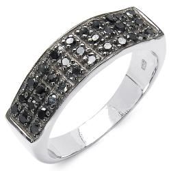 Malaika Sterling Silver 3/8ct TDW Black Diamond Fashion Ring Malaika Diamond Rings