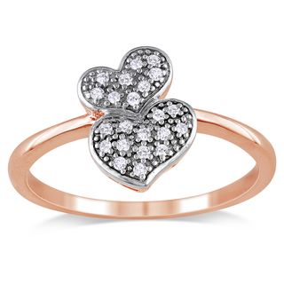 Rose Sterling Silver 1/10ct TDW Diamond Heart Ring Diamond Rings