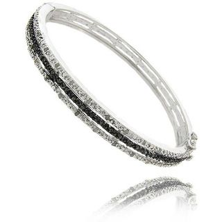 Finesque Sterling Silver 1/2ct TDW Black and White Diamond Bangle Bracelet (I J, I2 I3) Finesque Diamond Bracelets