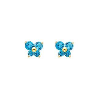 14K Yellow Gold December CZ Birthstone Butterfly Stud Earrings for Baby and Children (Deep Blue) The World Jewelry Center Jewelry