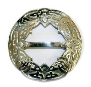 Celtic Circular Knotwork Interlace Pewter Scarf Sash Plaid Ring   SR4 Fashion Scarves