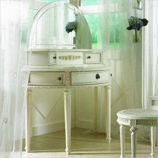 Lea Emma's Treasures Small Bedroom Wood Makeup Vanity Table with Mirror   606 266