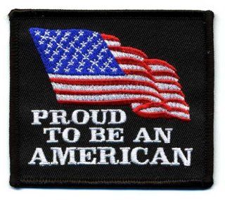 Embroidered Iron On Patch   Proud to be an American with Flag 3.5" x 3" Patch Health & Personal Care