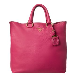 Prada Women's 'Daino' Fuchsia Pebbled Leather Tote Bag Prada Designer Handbags
