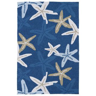 Handmade Luau Blue Starfish Indoor/ Outdoor Rug (5' x 7'6) 5x8   6x9 Rugs