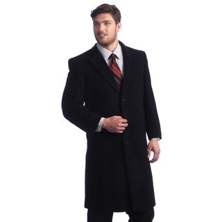 Men's 'Howard' Charcoal Peak Lapel Overcoat Coats