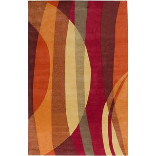 Hand tufted Contemporary Multi Colored Stripe Motley New Zealand Wool Abstract Rug (5' x 8') 5x8   6x9 Rugs