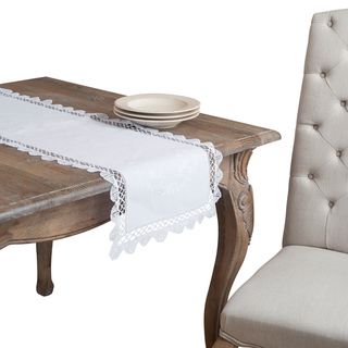 'Giselle' White Cluny Lace Table Runner Table Linens