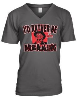 Id Rather Be Dreaming Freddy Krueger Halloween Scary Movie Mens V neck T shirt Clothing